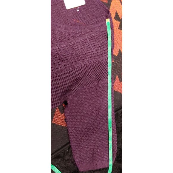 NEW Torrid Purple V-Neck Knit Sweater Size 4 Sparkly Cable & Mesh Design 3/4 Sle - Picture 5 of 9
